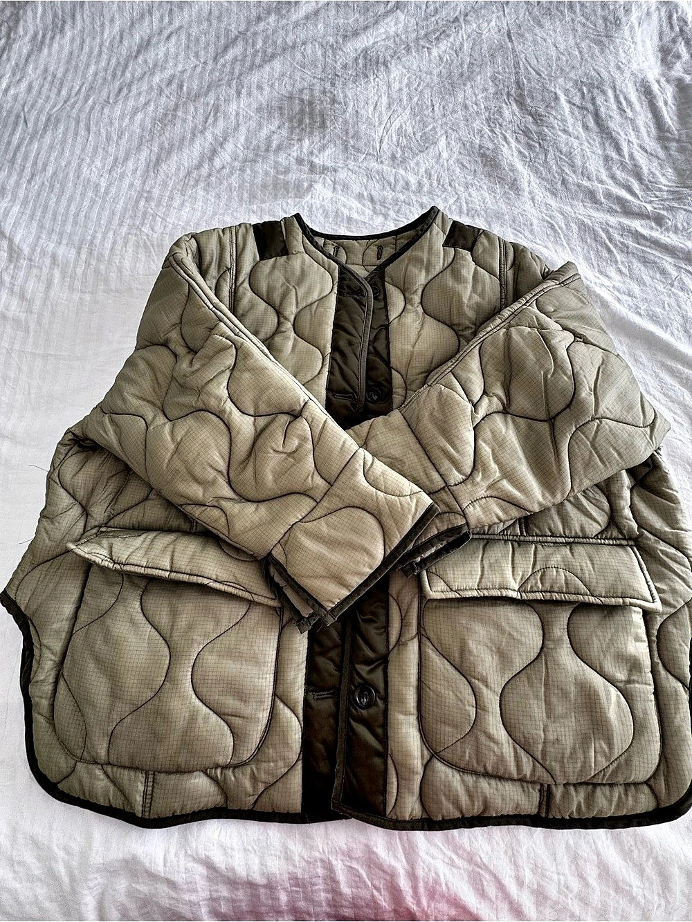 The Frankie Shop Teddy Quilted Jacket Vest Green XS/S